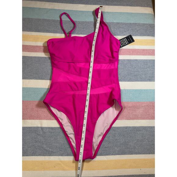 NWT Hot Pink Mesh Panel One Piece Swimsuit – Size Small - Picture 4 of 7